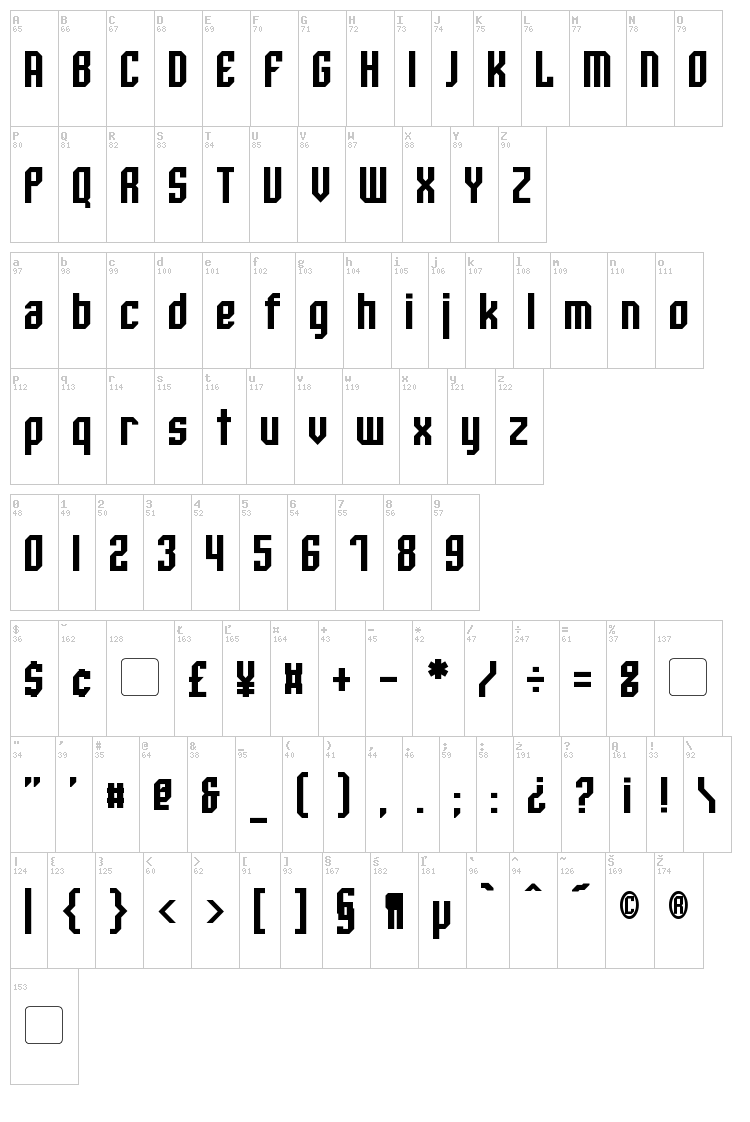 Whitestone font map