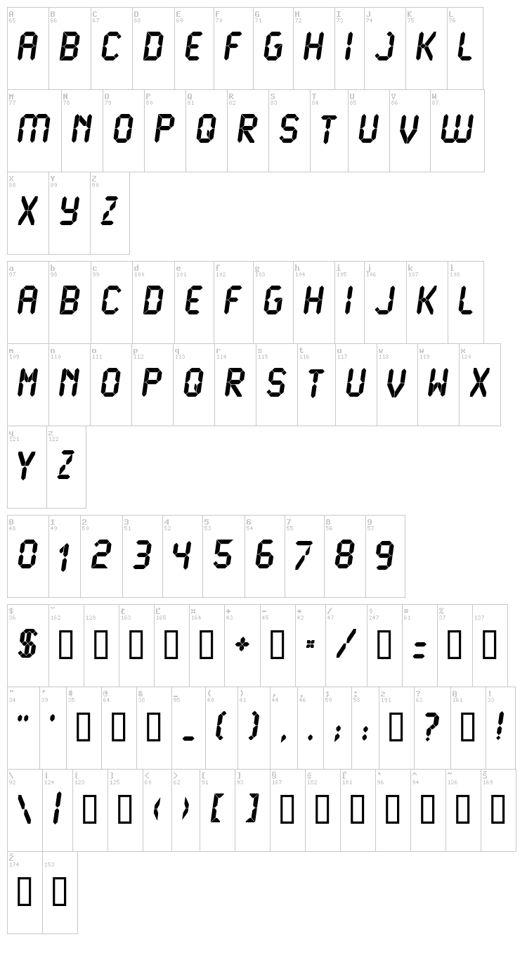 Liquid Crystal font map