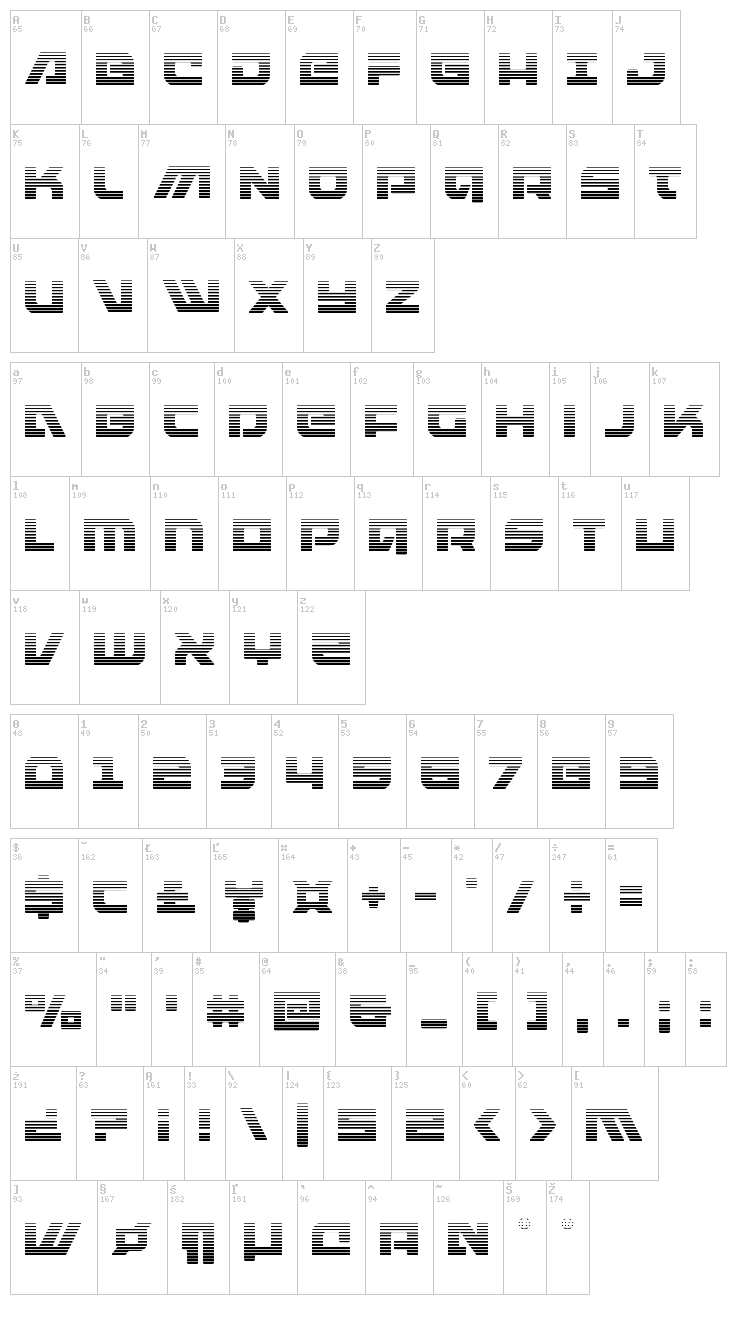 Armed Lightning font map