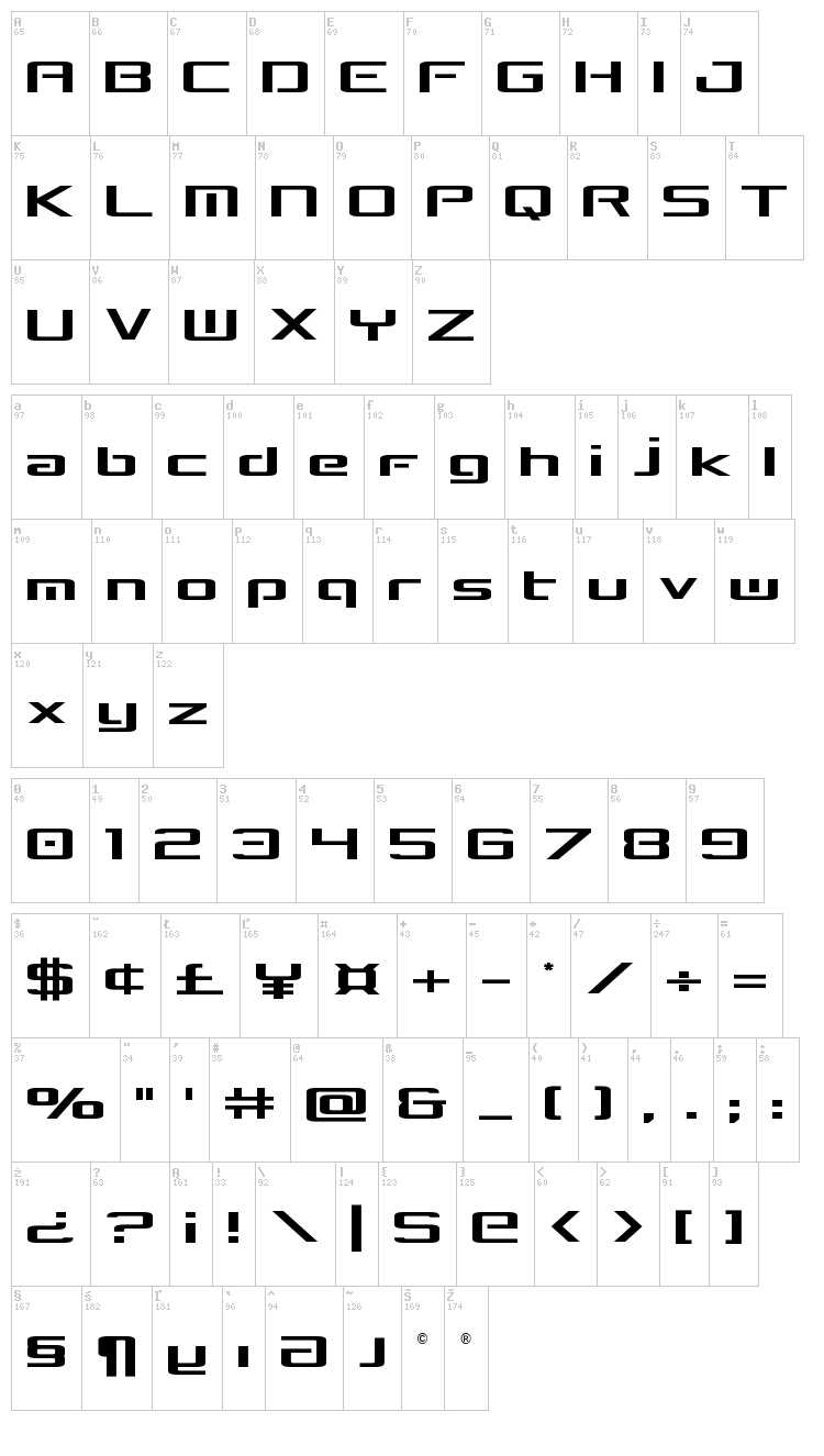Concielian Break font map