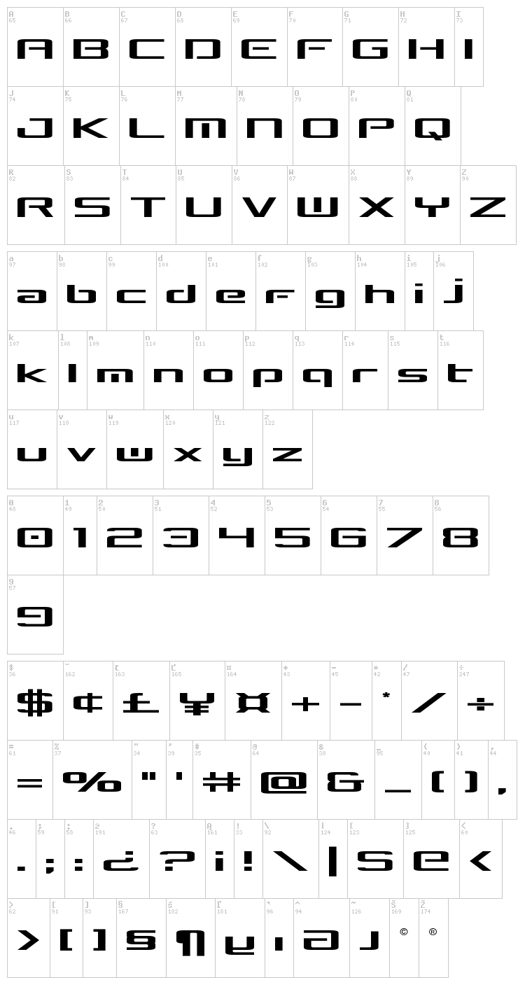 Concielian Break font map