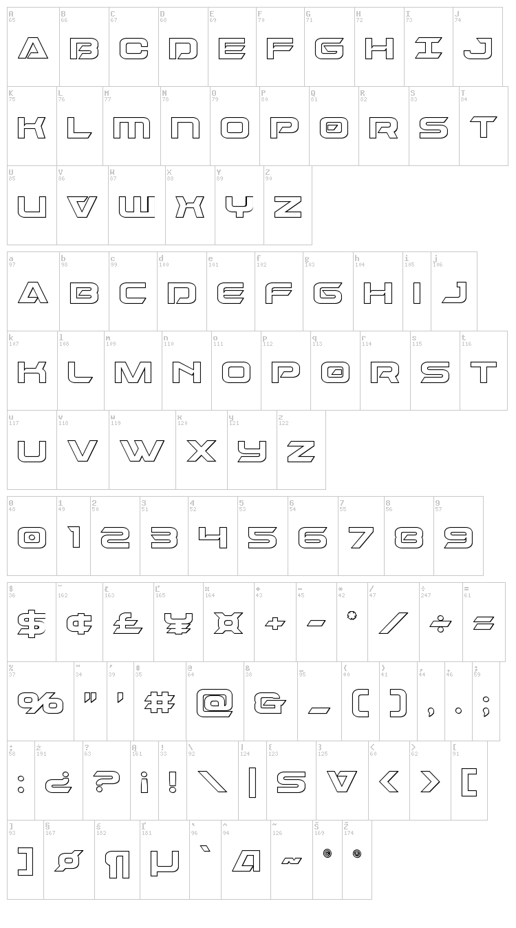 Dameron font map