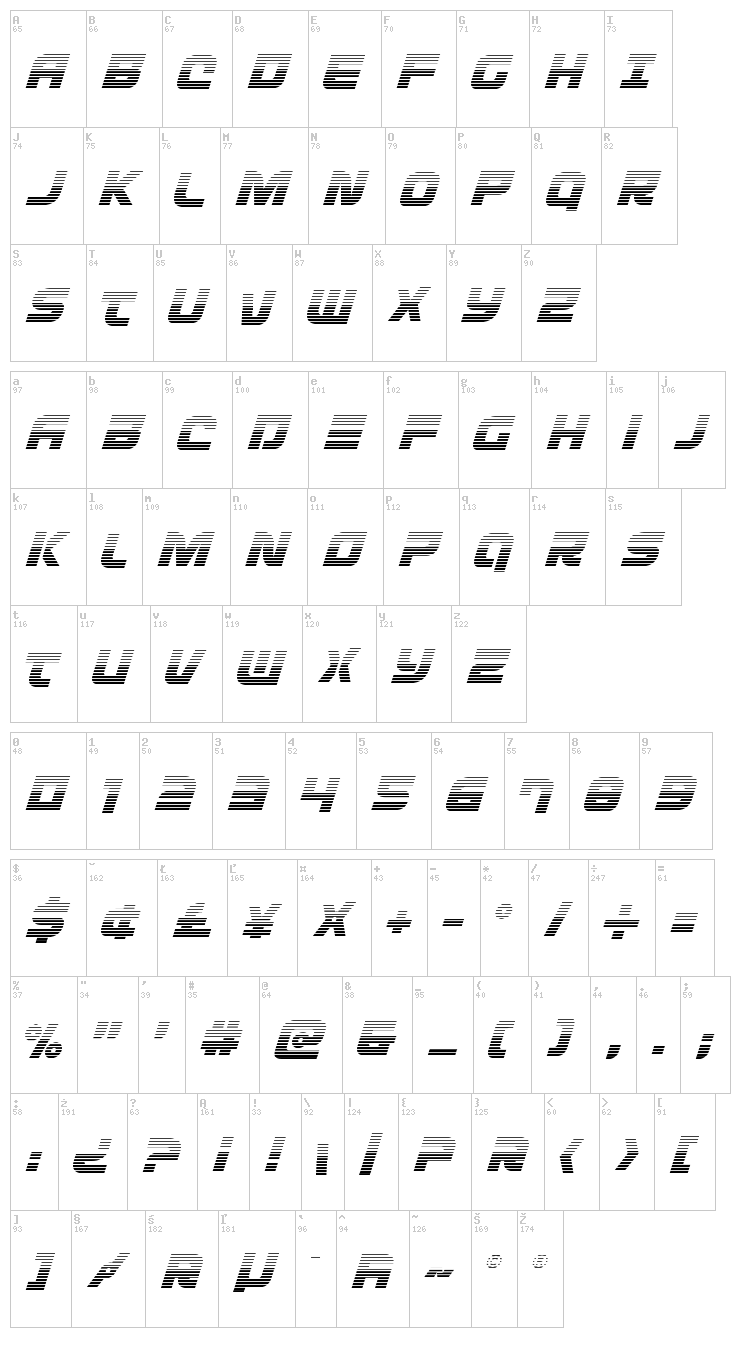 Defcon Zero font map