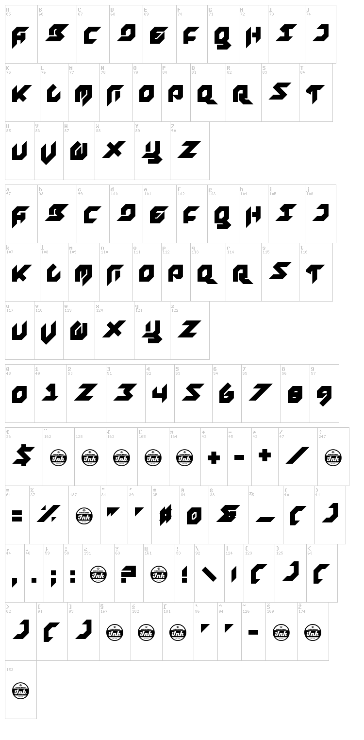 Foreplayer font map