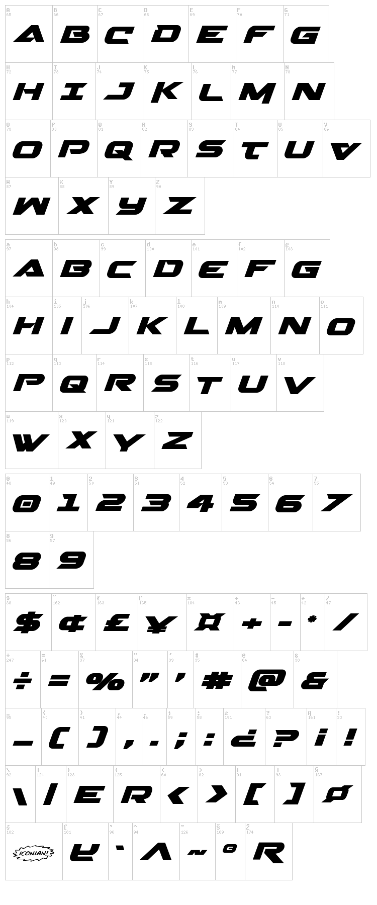 Gemina 2 font map