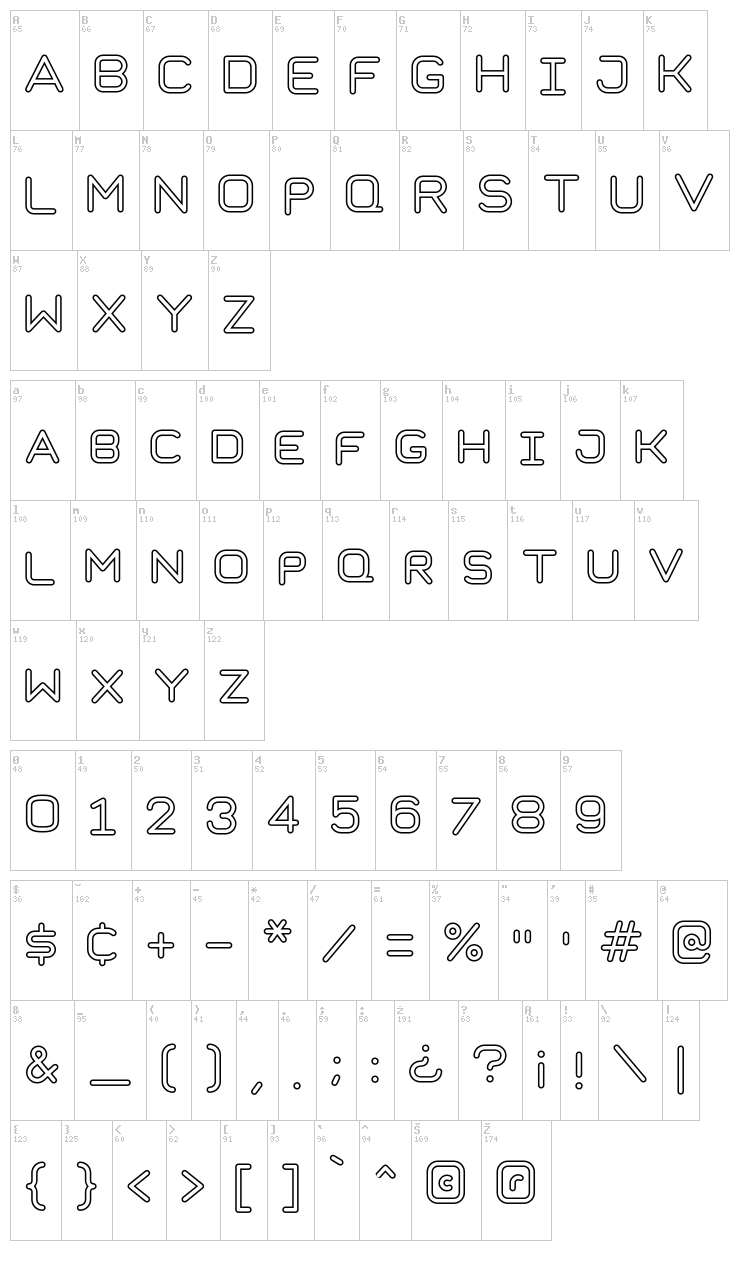 Taurus Mono font map