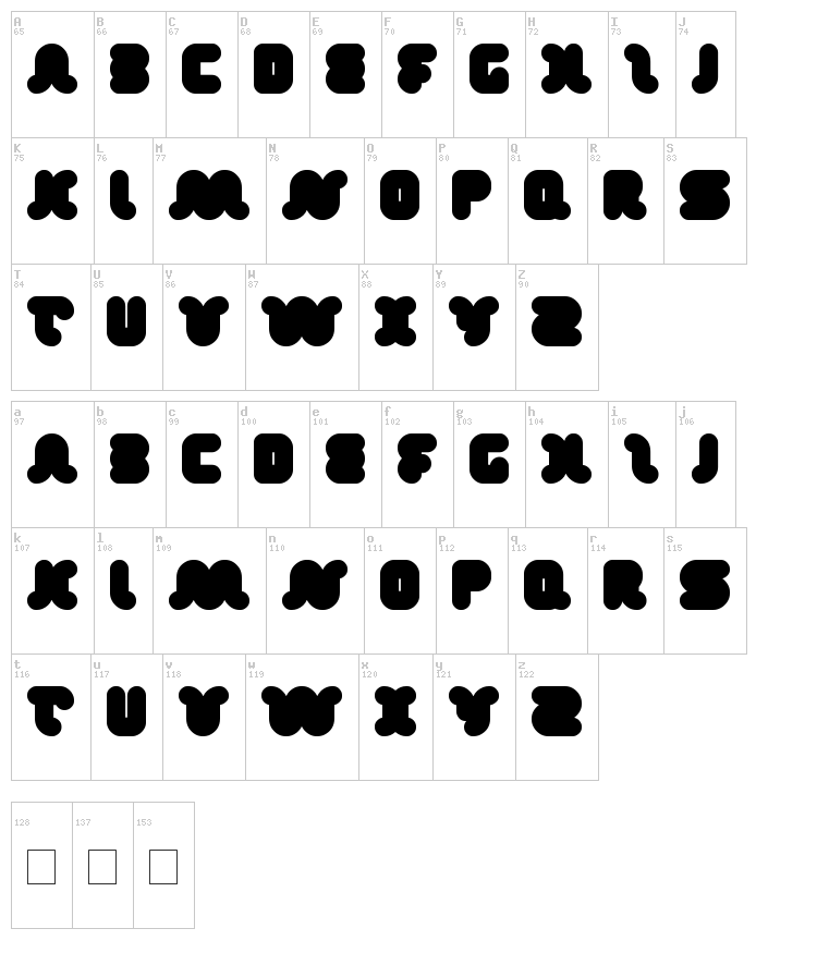 Day Dreamer font map
