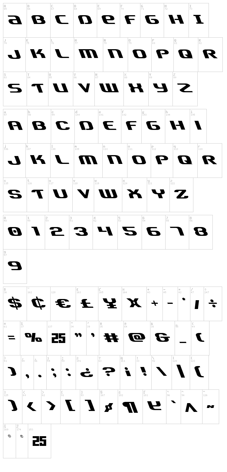 Team America font map