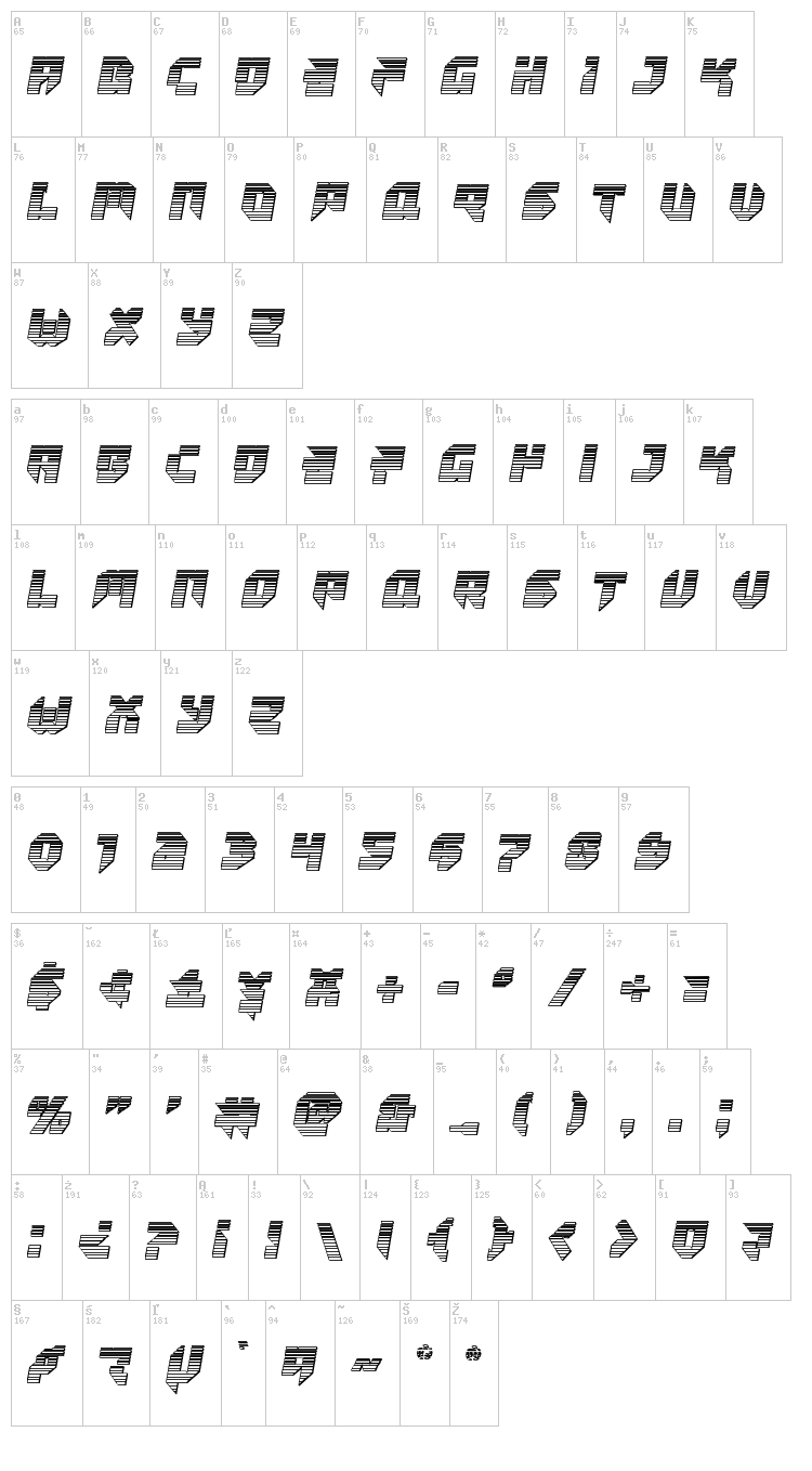 Tokyo Drifter font map