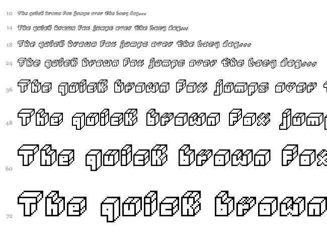 3D Thirteen Pixel Fonts font waterfall