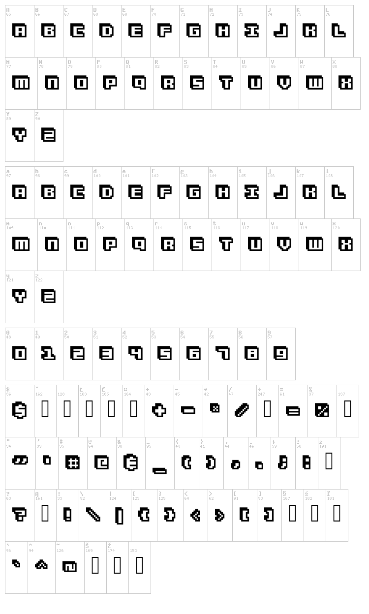 3Dventure font map