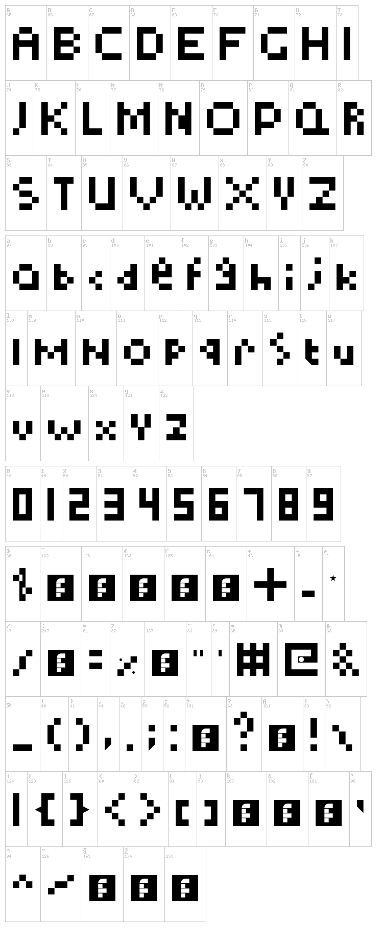 TooSimple font map