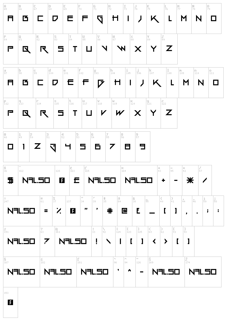 Gang Wolfik font map