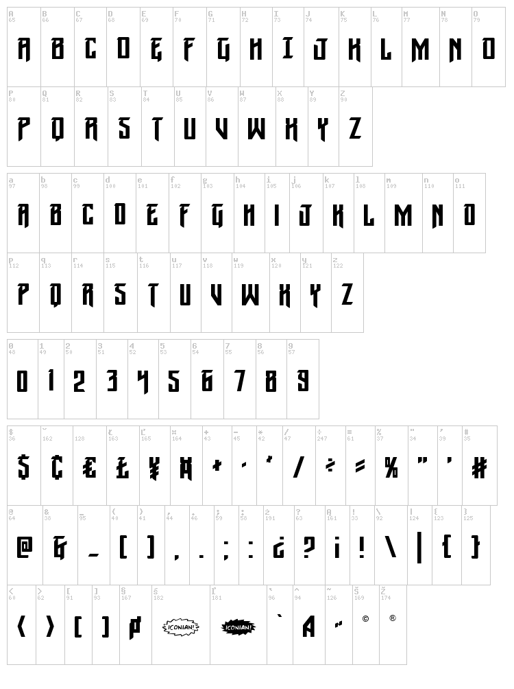 Winter Solstice font map