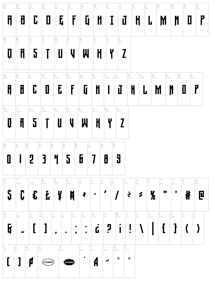 Winter Solstice font map