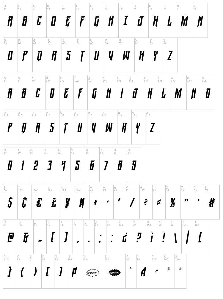 Winter Solstice font map