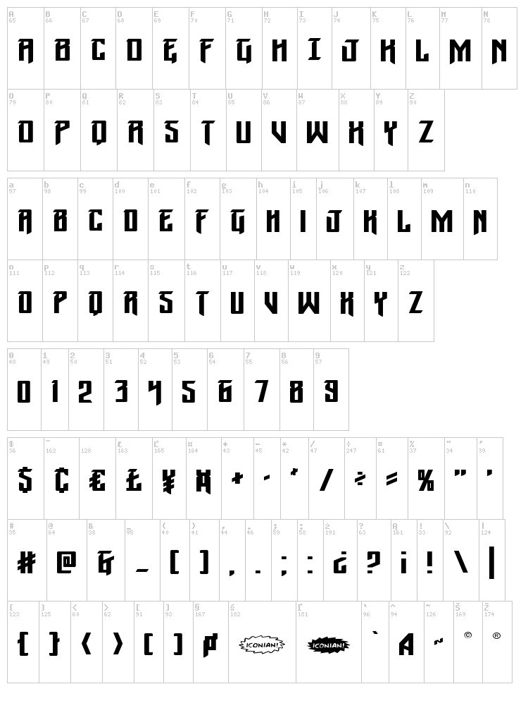Winter Solstice font map