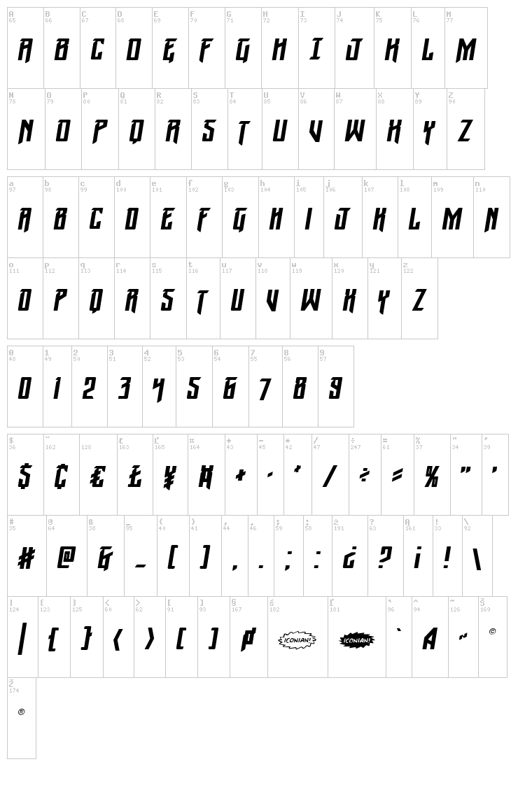 Winter Solstice font map