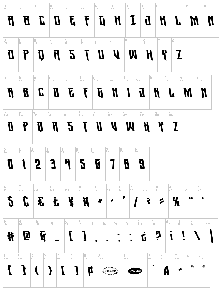 Winter Solstice font map