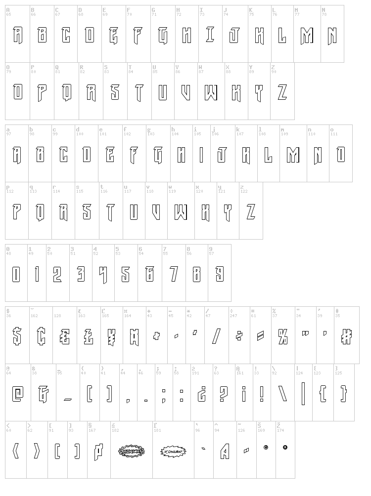 Winter Solstice font map