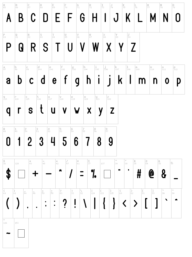 Bookmark font map