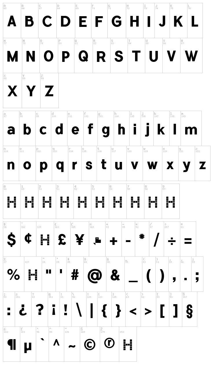 Flamante Seca font map