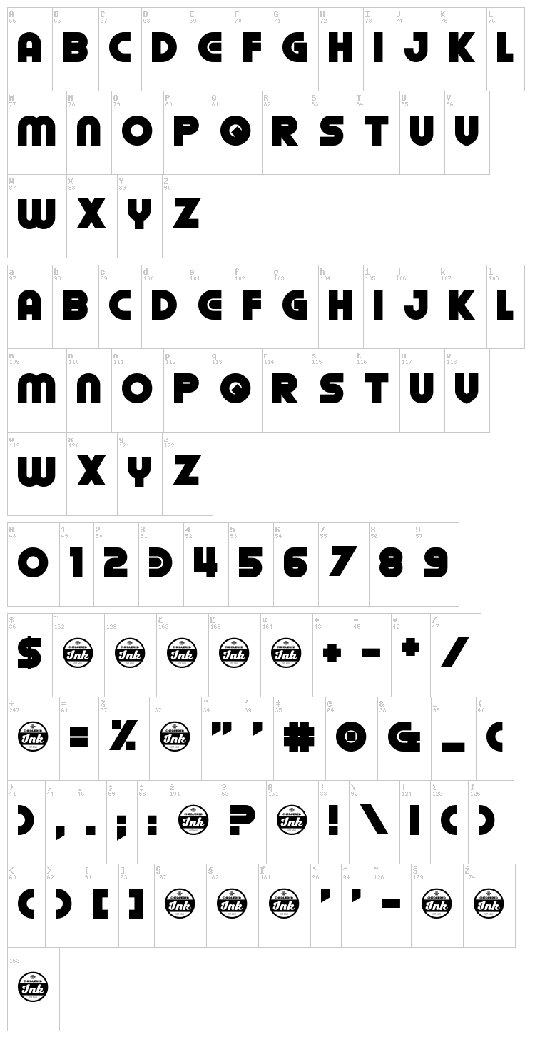 Oilrig font map