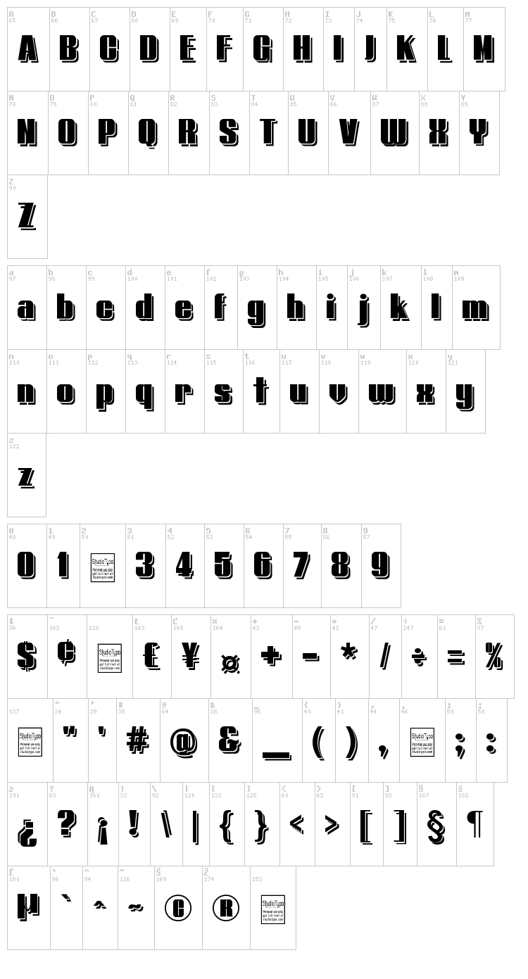 Typoline font map