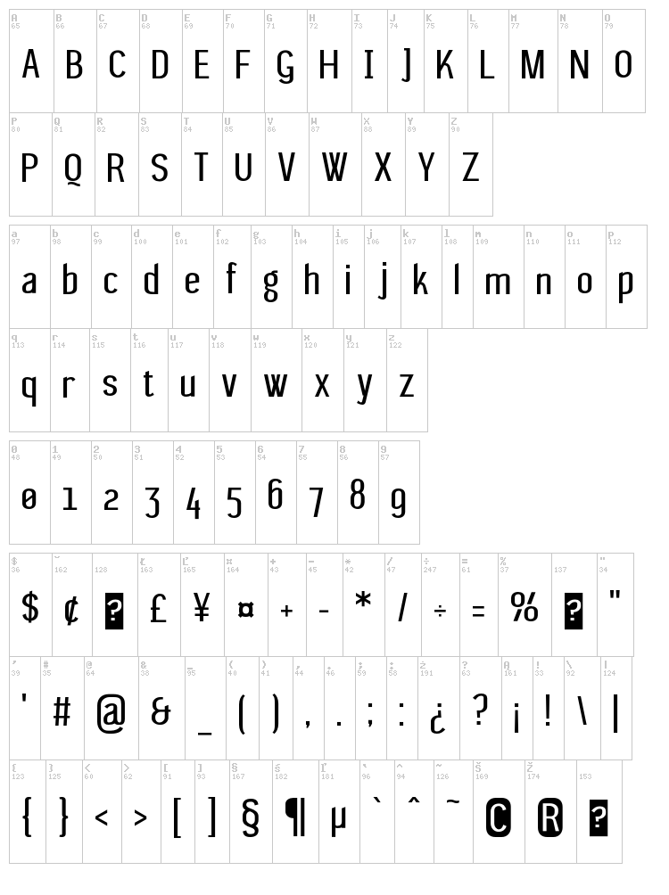 Wagashi Sans font map