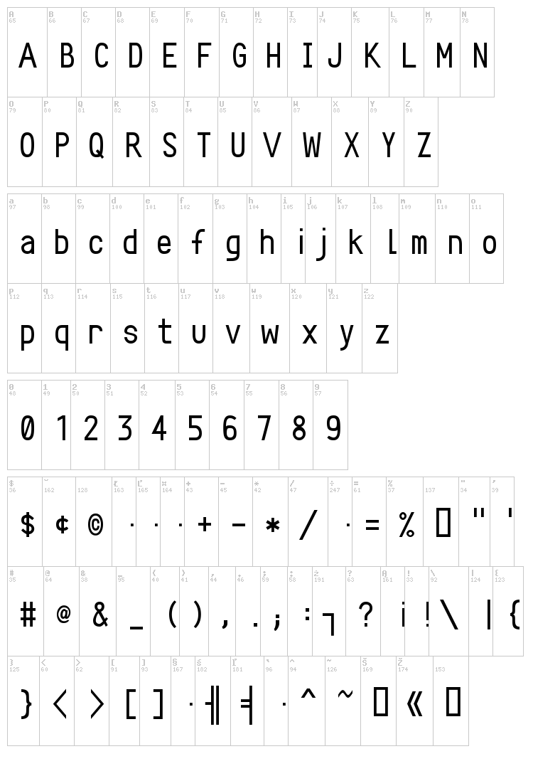 Crystal Font font map
