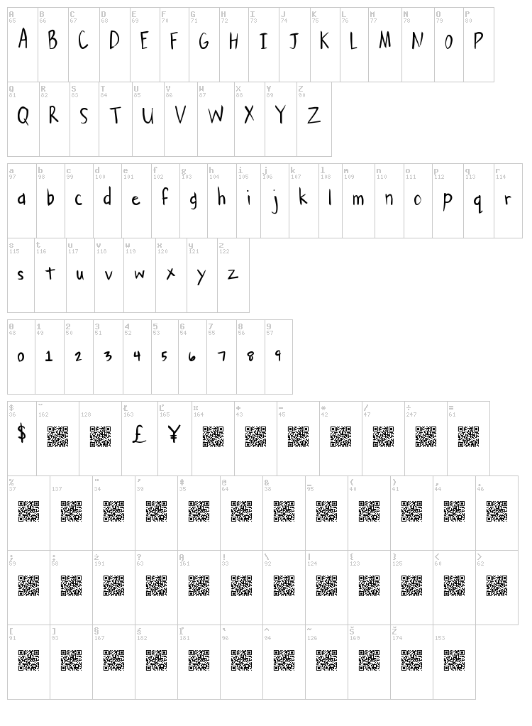 Clean Easy font map