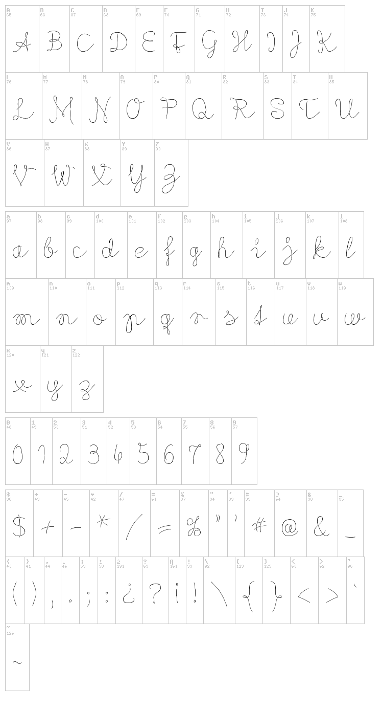 Flypflop font map