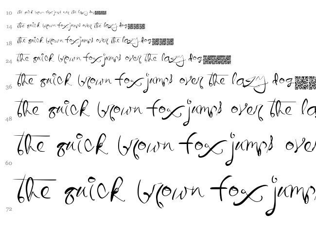 Quickly Write font waterfall