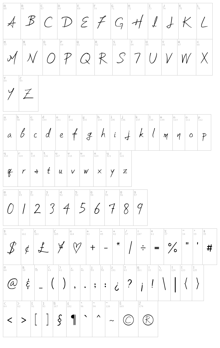 Soljik Dambaek font map