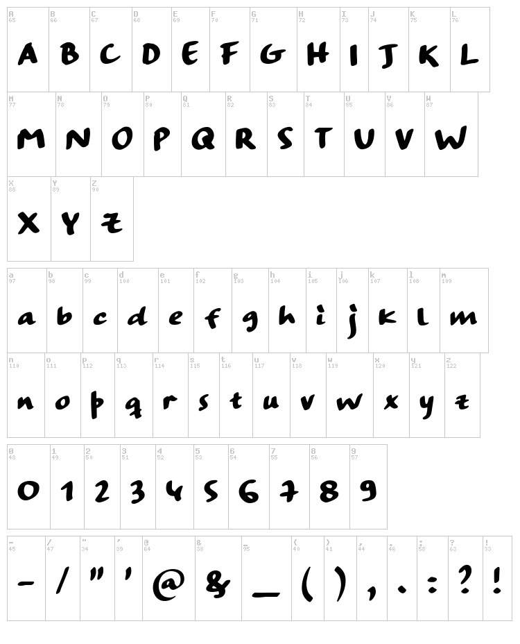 Strange Ways font map