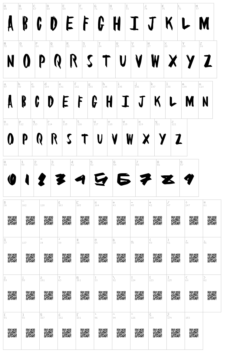 Brush Some font map