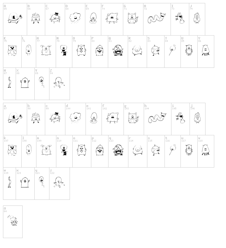 My Sweet Sunshine font map