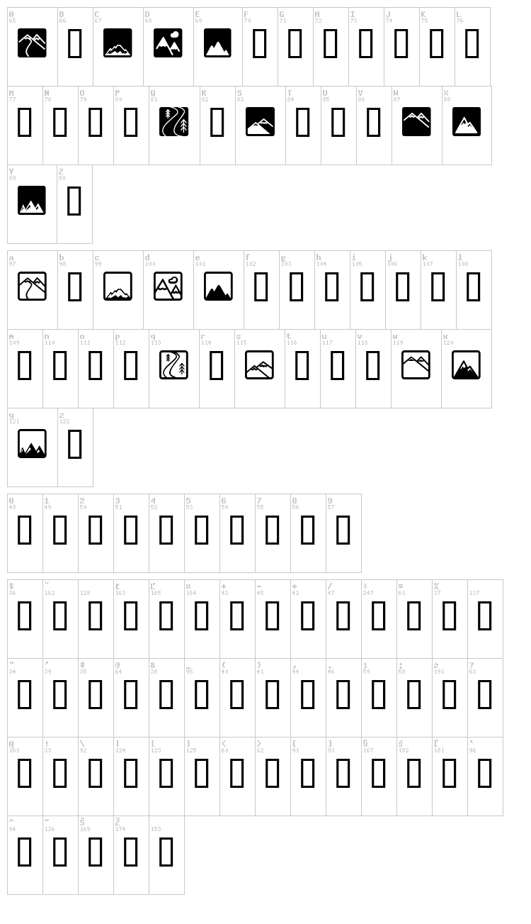 LL Mountain font map