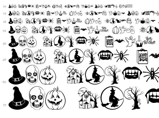 Trick or Treat font waterfall