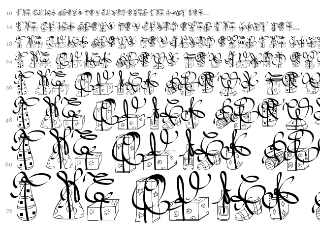 PW Christmas Gifts font waterfall